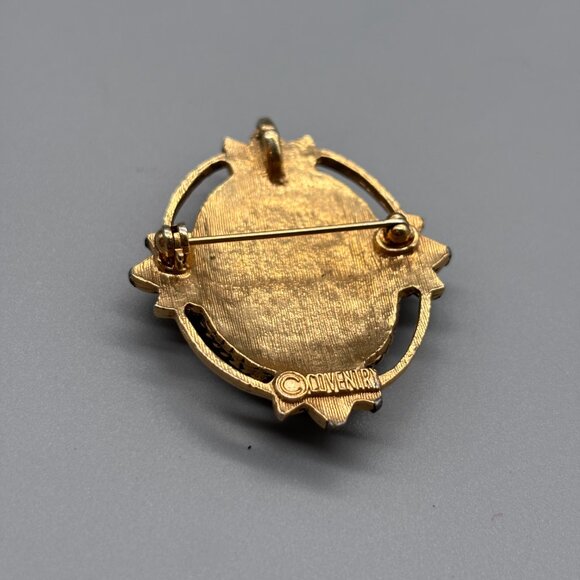 Vintage Coventry Gold Tone Floral/Rose Cameo Brooch/Pendant - Picture 4 of 4